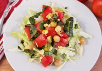 Garlicky Tomatoes & Chickpeas with Crunchy Cabbage