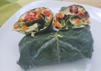 Collard Wraps with Veggies & White Bean Spread