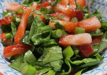 Strawberry, Spinach & Garlic Scape Salad